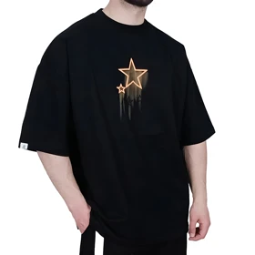 تیشرت آستین کوتاه مشکی طرح ستاره