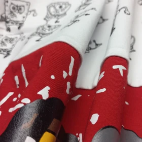 تیشرت آستین کوتاه پسرانه مدل باب اسفنجی PJ1069 رنگ قرمز