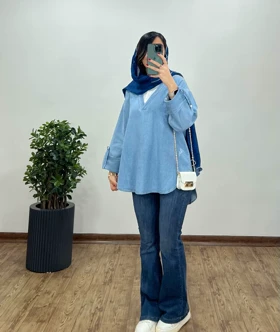 تونیک مانتویی جین یقه دار دریم 2(ایراد دار)