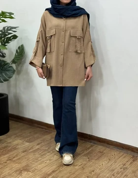 مانتو دکمه دار مارشمالو