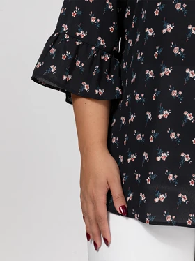 بلوز زنانه سایز بزرگ آستین سه ربع کرپ 40108