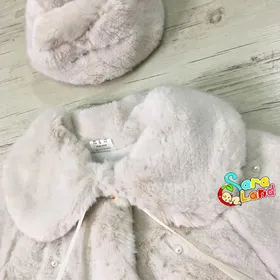 شنل خز نوزادی کیف و کلاه دار خاکستری