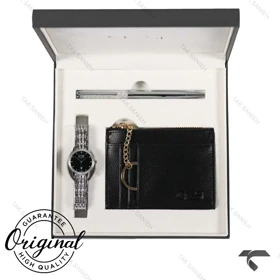 ساعت کرست زنانه کادویی مدل 9043-1 نقره ای صفحه مشکی Crest Crest-11246-L