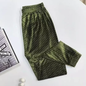 شلوار زنانه مخمل خال‌خالی وارداتی