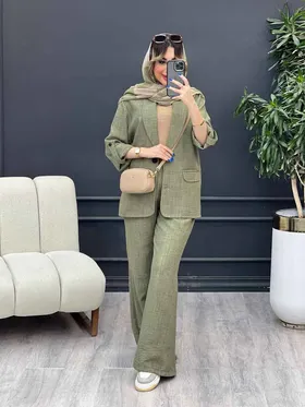 ست مانتو و شلوار دو دکمه سودا