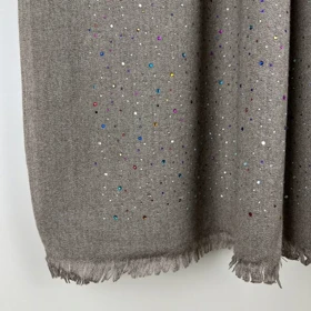 شال پاییزه موهر دستک نگین 20538 (خاکی تیره)