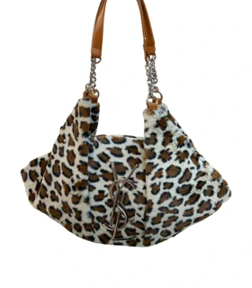 کیف زنانه مجلسی خزدار برند ysl پلنگی