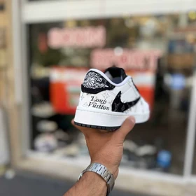 کتانی نایک ترویس سفید مشکی کد 6671