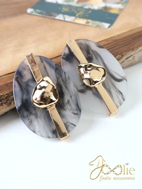 گوشواره زنانه میناکاری مدل آنا کد E1248 (مشکی)