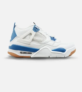 کفش کتانی ساق‌دار مردانه سفید آبی Nike air jordan 4