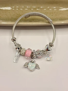 دستبند پاندورا قلب هفت رنگ برف و قلب جذاب