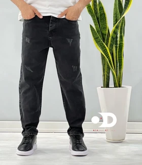شلوار لی مام فیت ذغالی مردانه پارچه کجراه پنبه سنگشور کد | شلوار لی مام فیت ذغالی مردانه پارچه کجراه پنبه سنگشور کد MOM7543 کد 4039