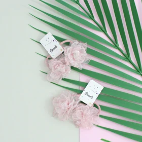 کش سر شکوفه صورتی دو عددی با طراحی حریری و شیک