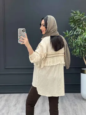 مانتو لینن نچرال ریش دوزی