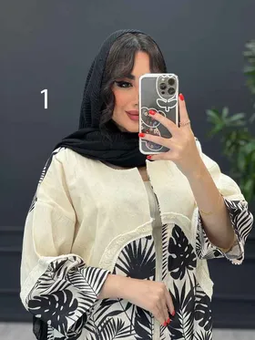 ست مانتو شلوار طرح دار پایین ریش