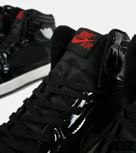 کفش کتانی ساق‌دار مردانه و زنانه مشکی ورنی NIKE jordan 1