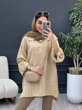 مانتو دوخت دار یقه دو دکمه
