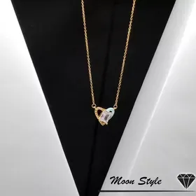 گردنبند دخترونه استیل مدل قلب آبی رنگ گلد ارسال رایگان