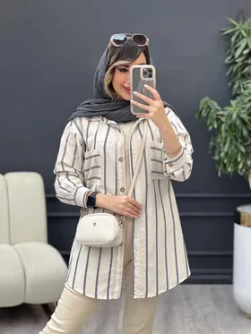 مانتو راه راه دو جیب بیتا