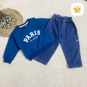 بلوز شلوار جین پسرانه مدل paris کیفیت عالی 2 تا 10 سال