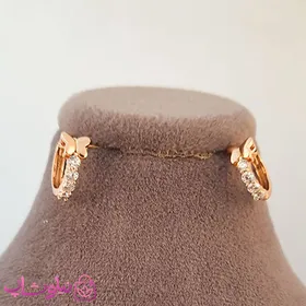 گوشواره زنانه حلقه‌ای نگین‌دار ژوپینگ طرح پروانه