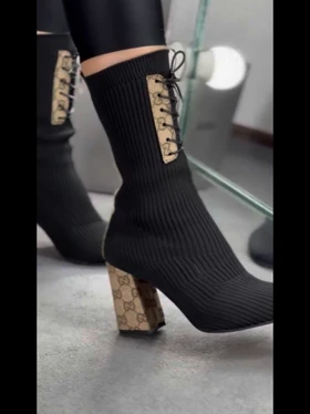 بوت بافتی پاشنه طرح گوچی