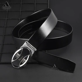 کمربند مردانه چرمی Leather Ratchet Belt BL186 (نقره‌ای)