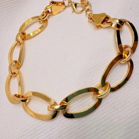 دستبند برند شین مدل «بیضی آینه‌ای» | با آبکاری طلای 24 عیار