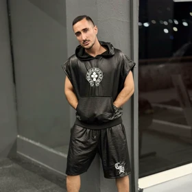 ست وست و شلوارک چرمی کلاهدار پولار (لوگو صلیب) بوفالو 33