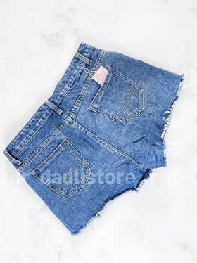 شورتک کوتاه جین پاچه ریش بدون زاپ
