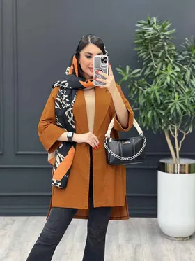 مانتو لینن دو دکمه آستین پاکتی