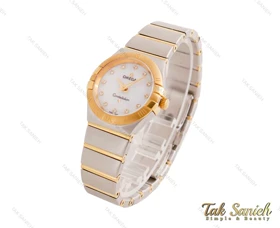 ساعت امگا زنانه کانسلیشن دورنگ طلایی نگین Omega-2294-L