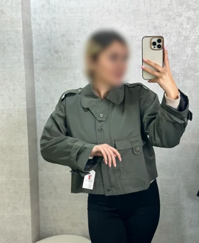 بارانی کتان دخترانه مدل دو جیب کوتاه قد 50 (تنوع رنگ)