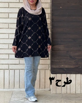 شومیز خامه دوزی آستین گره 7043