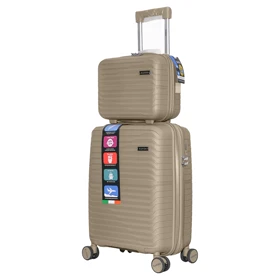 چمدان Rapido مدل R-40371-SX سایز کوچک به همراه چمدان لوازم آرایشی (نسکافه‌ای)