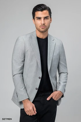 کت تک مردانه دودکمه نیم آستر پارچه GOFRE