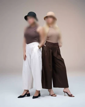 دامن شلواری بگ مدل رونینا کد 50293 (قهوه ای)