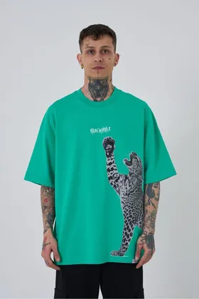 تیشرت مردانه طرح پلنگی سایز سبز روشن M2056