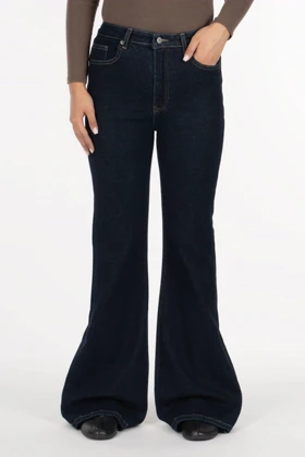 شلوار جین زنانه بوت‌کات فلکس(کشی) آبی خام شور رویال جین Royal Jeans