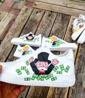 کفش اسپرت کاستوم کتانی با طرح Monopoly Rich Hand نایک nike ایرفورس air force