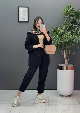 مانتو شلوار ست لینن دو دکمه