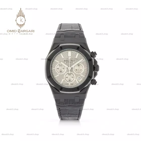 ساعت مچی اودمار پیگه بند چرمی صفحه طوسی Audemars Piguet