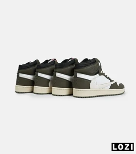 کفش کتانی ساق‌دار سفید زیتونی مردانه NIKE travis scott