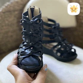 صندل دخترانه ساق‌دار مدل گلادیاتور سایز 25