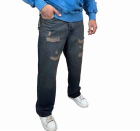 شلوار جین بگ (Baggy Fit) مردانه زاپ‌دار آبی تیره