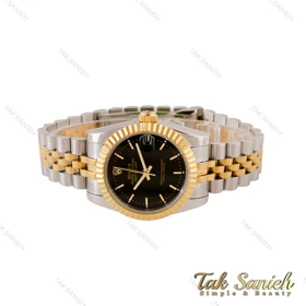 ساعت رولکس زنانه دورنگ طلایی صفحه مشکی خطی Rolex-4473-L