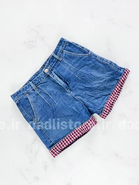 شورتک کوتاه جین پاچه پاکتی طرحدار
