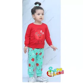 بلوز و شلوار یلدایی نوزاد طرح انار پاپیون