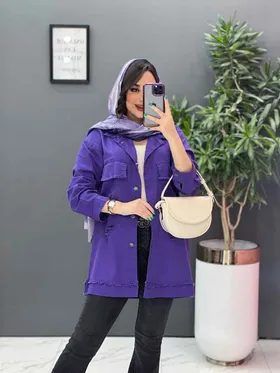 مانتو کتان زاپ‌دار ریش دار