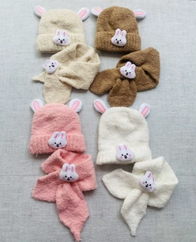 ست کلاه و شال گردن کراواتی خرگوشی